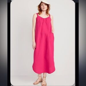 Old Navy Sleeveless Shirred Pink Maxi Dress - NWT